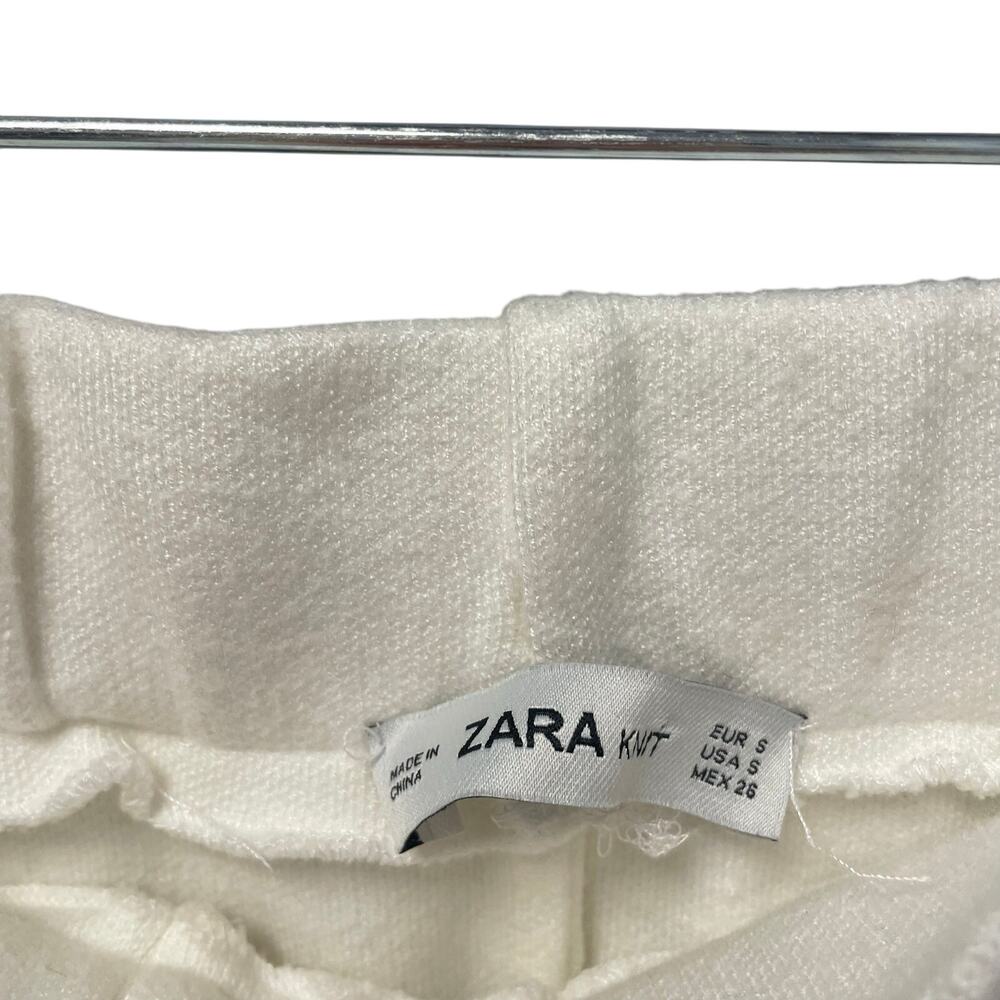 Zara Knit White Pull On Sweat Pants Womens Small - Picture 3 of 6